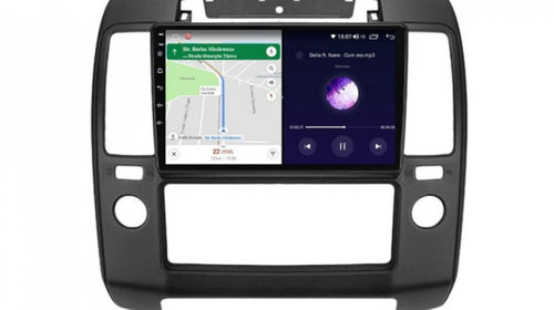 Navigatie dedicata cu Android Nissan Navara D40 2004 - 2014, 4GB RAM, Radio GPS Dual Zone, Display HD IPS 9" Touchscreen, Internet Wi-Fi si slot SIM 4G, Bluetooth, MirrorLink, USB, Waze