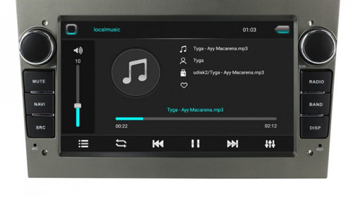 Navigatie dedicata cu Android Opel Corsa C 2000 - 2006, gri inchis, 1GB RAM, Radio GPS Dual Zone, Display HD 7" Touchscreen, Internet Wi-Fi, Bluetooth, MirrorLink, USB, Waze