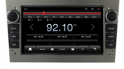 Navigatie dedicata cu Android Opel Corsa C 2000 - 2006, gri inchis, 1GB RAM, Radio GPS Dual Zone, Display HD 7" Touchscreen, Internet Wi-Fi, Bluetooth, MirrorLink, USB, Waze