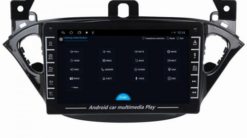 Navigatie dedicata cu Android Opel Corsa E 2014 - 2019, 1GB RAM, Radio GPS Dual Zone, Display HD IPS 8" Touchscreen, Internet Wi-Fi, Bluetooth, MirrorLink, USB, Waze