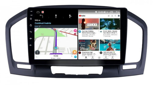 Navigatie dedicata cu Android Opel Insignia A 2008 - 2013, 8GB RAM, Radio GPS Dual Zone, Display HD IPS 9" Touchscreen, Internet Wi-Fi si slot SIM 4G, Bluetooth, MirrorLink, USB, Waze