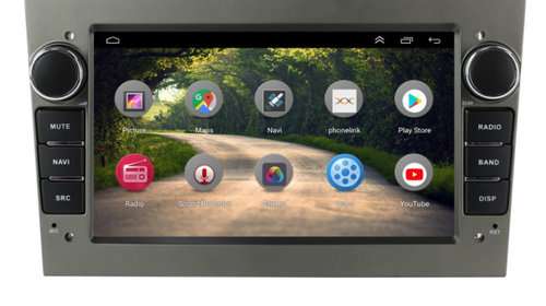 Navigatie dedicata cu Android Opel Zafira B 2005 - 2014, gri inchis, 1GB RAM, Radio GPS Dual Zone, Display HD 7" Touchscreen, Internet Wi-Fi, Bluetooth, MirrorLink, USB, Waze