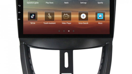 Navigatie dedicata cu Android Peugeot 207 2006 - 2015, 8GB RAM, Radio GPS Dual Zone, Display HD IPS 9" Touchscreen, Internet Wi-Fi si slot SIM 4G, Bluetooth, MirrorLink, USB, Waze