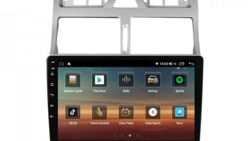 Navigatie dedicata cu Android Peugeot 307 2000 - 2013, 8GB RAM, Radio GPS Dual Zone, Display HD IPS 9" Touchscreen, Internet Wi-Fi si slot SIM 4G, Bluetooth, MirrorLink, USB, Waze