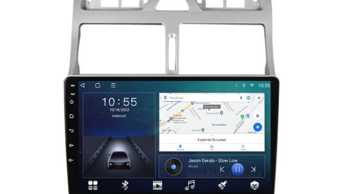 Navigatie dedicata cu Android Peugeot 307 2000 - 2013, 3GB RAM, Radio GPS Dual Zone, Display HD IPS 9" Touchscreen, Internet Wi-Fi si slot SIM 4G, Bluetooth, MirrorLink, USB, Waze