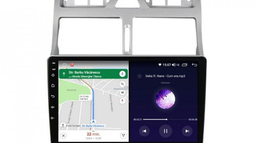 Navigatie dedicata cu Android Peugeot 307 2000 - 2013, 8GB RAM, Radio GPS Dual Zone, Display HD IPS 9" Touchscreen, Internet Wi-Fi si slot SIM 4G, Bluetooth, MirrorLink, USB, Waze