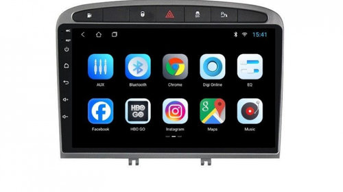 Navigatie dedicata cu Android Peugeot 308 I 2007 - 2013, 1GB RAM, Radio GPS Dual Zone, Display HD IPS 9" Touchscreen, Internet Wi-Fi, Bluetooth, MirrorLink, USB, Waze