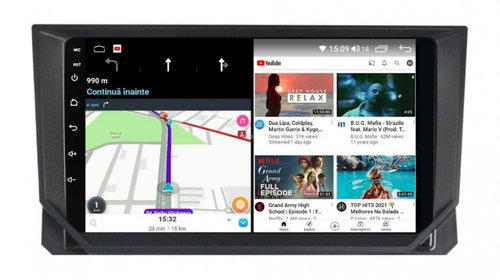 Navigatie dedicata cu Android Seat Ibiza V 2017 - 2022, 3GB RAM, Radio GPS Dual Zone, Display HD IPS 9" Touchscreen, Internet Wi-Fi si slot SIM 4G, Bluetooth, MirrorLink, USB, Waze