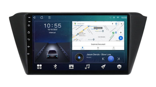Navigatie dedicata cu Android Skoda Fabia III 2014 - 2021, 3GB RAM, Radio GPS Dual Zone, Display HD IPS 9" Touchscreen, Internet Wi-Fi si slot SIM 4G, Bluetooth, MirrorLink, USB, Waze