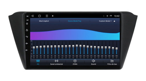Navigatie dedicata cu Android Skoda Fabia III 2014 - 2021, 3GB RAM, Radio GPS Dual Zone, Display HD IPS 9" Touchscreen, Internet Wi-Fi si slot SIM 4G, Bluetooth, MirrorLink, USB, Waze