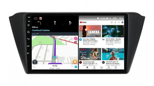 Navigatie dedicata cu Android Skoda Fabia III 2014 - 2021, 3GB RAM, Radio GPS Dual Zone, Display HD IPS 9" Touchscreen, Internet Wi-Fi si slot SIM 4G, Bluetooth, MirrorLink, USB, Waze