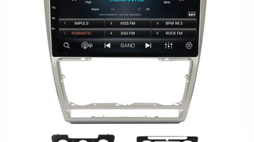 Navigatie dedicata cu Android Skoda Octavia II 2009 - 2013, gri, 3GB RAM, Radio GPS Dual Zone, Display HD IPS 10" Touchscreen, Internet Wi-Fi si slot SIM 4G, Bluetooth, MirrorLink, USB, Waze