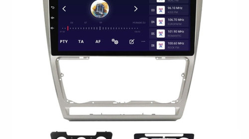 Navigatie dedicata cu Android Skoda Octavia II 2009 - 2013, gri, 8GB RAM, Radio GPS Dual Zone, Display HD IPS 10" Touchscreen, Internet Wi-Fi si slot SIM 4G, Bluetooth, MirrorLink, USB, Waze