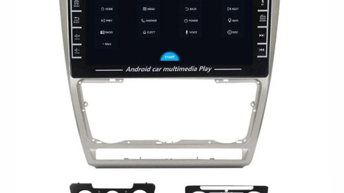 Navigatie dedicata cu Android Skoda Octavia II 2009 - 2013, gri, 1GB RAM, Radio GPS Dual Zone, Display HD IPS 8" Touchscreen, Internet Wi-Fi, Bluetooth, MirrorLink, USB, Waze