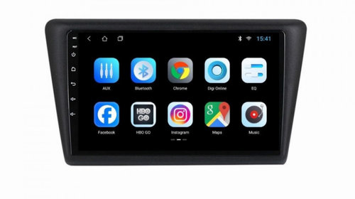 Navigatie dedicata cu Android Skoda Rapid 2011 - 2019, 1GB RAM, Radio GPS Dual Zone, Display HD IPS 9" Touchscreen, Internet Wi-Fi, Bluetooth, MirrorLink, USB, Waze