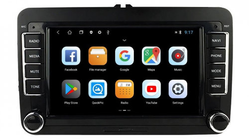 Navigatie dedicata cu Android Skoda Rapid 2011 - 2019, 2GB RAM, Radio GPS Dual Zone, Display HD IPS 7" Touchscreen, Internet Wi-Fi, Bluetooth, MirrorLink, USB, Waze