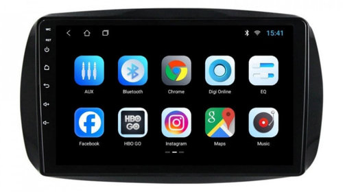 Navigatie dedicata cu Android Smart Fortwo dupa 2014, 1GB RAM, Radio GPS Dual Zone, Display HD IPS 9" Touchscreen, Internet Wi-Fi, Bluetooth, MirrorLink, USB, Waze