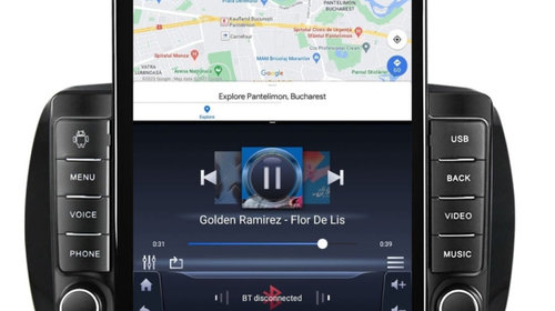 Navigatie dedicata cu Android Smart Fortwo dupa 2014, 1GB RAM, Radio GPS Dual Zone, Touchscreen IPS 9.7" HD tip Tesla, Internet Wi-Fi, Bluetooth, MirrorLink, USB, Waze