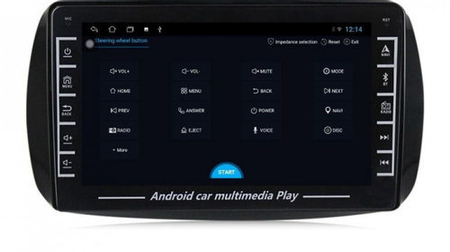 Navigatie dedicata cu Android Smart Fortwo dupa 2014, 1GB RAM, Radio GPS Dual Zone, Display HD IPS 8" Touchscreen, Internet Wi-Fi, Bluetooth, MirrorLink, USB, Waze