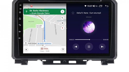 Navigatie dedicata cu Android Suzuki Jimny dupa 2018, 6GB RAM, Radio GPS Dual Zone, Display HD IPS 9" Touchscreen, Internet Wi-Fi si slot SIM 4G, Bluetooth, MirrorLink, USB, Waze