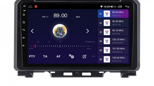 Navigatie dedicata cu Android Suzuki Jimny dupa 2018, 4GB RAM, Radio GPS Dual Zone, Display HD IPS 9" Touchscreen, Internet Wi-Fi si slot SIM 4G, Bluetooth, MirrorLink, USB, Waze