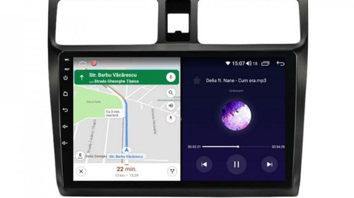 Navigatie dedicata cu Android Suzuki Swift III 2005 - 2010, 6GB RAM, Radio GPS Dual Zone, Display HD IPS 10" Touchscreen, Internet Wi-Fi si slot SIM 4G, Bluetooth, MirrorLink, USB, Waze