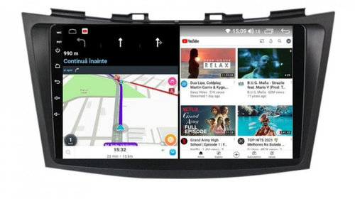 Navigatie dedicata cu Android Suzuki Swift IV 2010 - 2017, 8GB RAM, Radio GPS Dual Zone, Display HD IPS 9" Touchscreen, Internet Wi-Fi si slot SIM 4G, Bluetooth, MirrorLink, USB, Waze