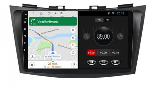 Navigatie dedicata cu Android Suzuki Swift IV 2010 - 2017, 1GB RAM, Radio GPS Dual Zone, Display HD IPS 9" Touchscreen, Internet Wi-Fi, Bluetooth, MirrorLink, USB, Waze