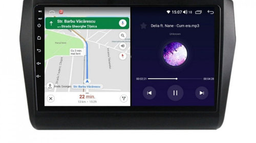 Navigatie dedicata cu Android Suzuki Swift V dupa 2017, 6GB RAM, Radio GPS Dual Zone, Display HD IPS 9" Touchscreen, Internet Wi-Fi si slot SIM 4G, Bluetooth, MirrorLink, USB, Waze