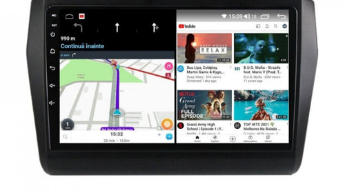 Navigatie dedicata cu Android Suzuki Swift V dupa 2017, 6GB RAM, Radio GPS Dual Zone, Display HD IPS 9" Touchscreen, Internet Wi-Fi si slot SIM 4G, Bluetooth, MirrorLink, USB, Waze