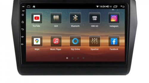 Navigatie dedicata cu Android Suzuki Swift V dupa 2017, 6GB RAM, Radio GPS Dual Zone, Display HD IPS 9" Touchscreen, Internet Wi-Fi si slot SIM 4G, Bluetooth, MirrorLink, USB, Waze