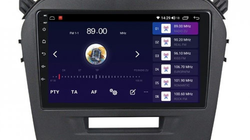 Navigatie dedicata cu Android Suzuki Vitara dupa 2015, 8GB RAM, Radio GPS Dual Zone, Display HD IPS 9" Touchscreen, Internet Wi-Fi si slot SIM 4G, Bluetooth, MirrorLink, USB, Waze