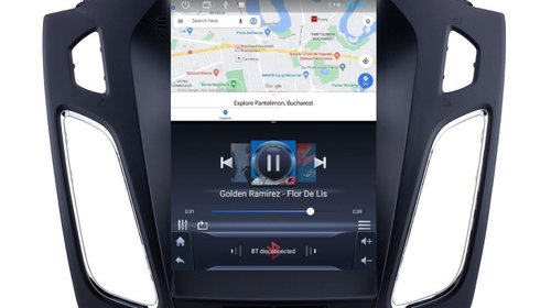 Navigatie dedicata cu Android tip tesla Ford Focus III 2011 - 2018, 1GB RAM, Radio GPS Dual Zone, Touchscreen IPS 9.7" HD, Internet Wi-Fi, Bluetooth, MirrorLink, USB, Waze