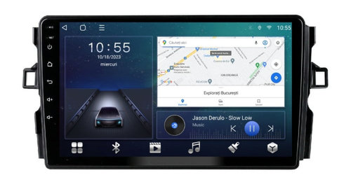 Navigatie dedicata cu Android Toyota Auris 2006 - 2012, 3GB RAM, Radio GPS Dual Zone, Display HD IPS 9" Touchscreen, Internet Wi-Fi si slot SIM 4G, Bluetooth, MirrorLink, USB, Waze