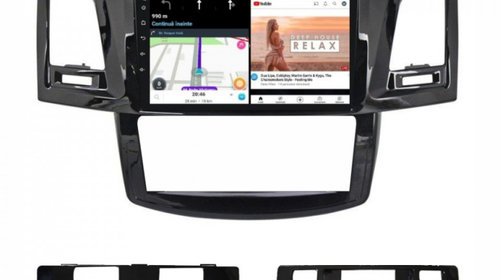 Navigatie dedicata cu Android Toyota Hilux VII 2004 - 2015, 1GB RAM, Radio GPS Dual Zone, Display HD IPS 9" Touchscreen, Internet Wi-Fi, Bluetooth, MirrorLink, USB, Waze