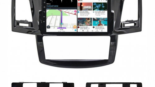 Navigatie dedicata cu Android Toyota Hilux VII 2004 - 2015, 3GB RAM, Radio GPS Dual Zone, Display HD IPS 9" Touchscreen, Internet Wi-Fi si slot SIM 4G, Bluetooth, MirrorLink, USB, Waze