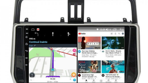 Navigatie dedicata cu Android Toyota Land Cruiser Prado J150 dupa 2017, 8GB RAM, Radio GPS Dual Zone, Display HD IPS 10" Touchscreen, Internet Wi-Fi si slot SIM 4G, Bluetooth, MirrorLink, USB, Waze