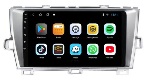 Navigatie dedicata cu Android Toyota Prius 2009 - 2015, 3GB RAM, Radio GPS Dual Zone, Display HD IPS 9" Touchscreen, Internet Wi-Fi si slot SIM 4G, Bluetooth, MirrorLink, USB, Waze