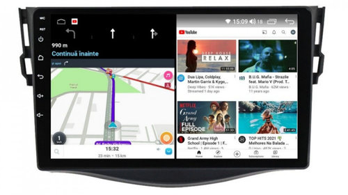 Navigatie dedicata cu Android Toyota Rav 4 III 2005 - 2013, 4GB RAM, Radio GPS Dual Zone, Display HD IPS 9" Touchscreen, Internet Wi-Fi si slot SIM 4G, Bluetooth, MirrorLink, USB, Waze