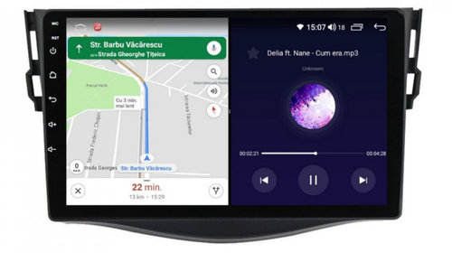 Navigatie dedicata cu Android Toyota Rav 4 III 2005 - 2013, 8GB RAM, Radio GPS Dual Zone, Display HD IPS 9" Touchscreen, Internet Wi-Fi si slot SIM 4G, Bluetooth, MirrorLink, USB, Waze