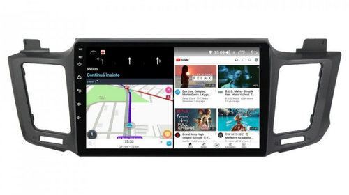 Navigatie dedicata cu Android Toyota Rav 4 IV 2013 - 2018, 8GB RAM, Radio GPS Dual Zone, Display HD IPS 10" Touchscreen, Internet Wi-Fi si slot SIM 4G, Bluetooth, MirrorLink, USB, Waze