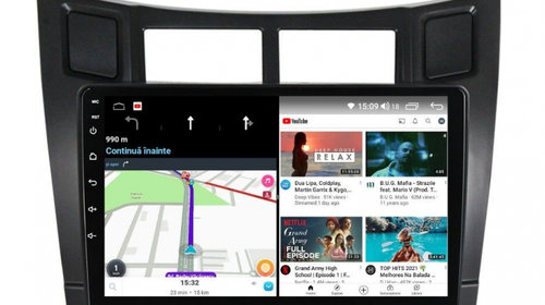 Navigatie dedicata cu Android Toyota Yaris 2006 - 2011, 3GB RAM, Radio GPS Dual Zone, Display HD IPS 9" Touchscreen, Internet Wi-Fi si slot SIM 4G, Bluetooth, MirrorLink, USB, Waze