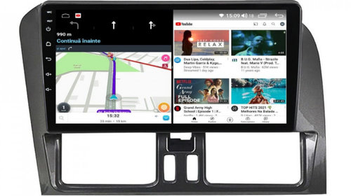 Navigatie dedicata cu Android Volvo XC60 I 2008 - 2013, 8GB RAM, Radio GPS Dual Zone, Display HD IPS 9" Touchscreen, Internet Wi-Fi si slot SIM 4G, Bluetooth, MirrorLink, USB, Waze