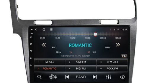 Navigatie dedicata cu Android VW Golf VII 2012 - 2019, argintiu, 3GB RAM, Radio GPS Dual Zone, Display HD IPS 10" Touchscreen, Internet Wi-Fi si slot SIM 4G, Bluetooth, MirrorLink, USB, Waze