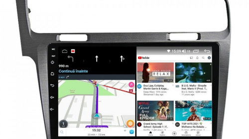 Navigatie dedicata cu Android VW Golf VII 2012 - 2019, argintiu, 8GB RAM, Radio GPS Dual Zone, Display HD IPS 10" Touchscreen, Internet Wi-Fi si slot SIM 4G, Bluetooth, MirrorLink, USB, Waze