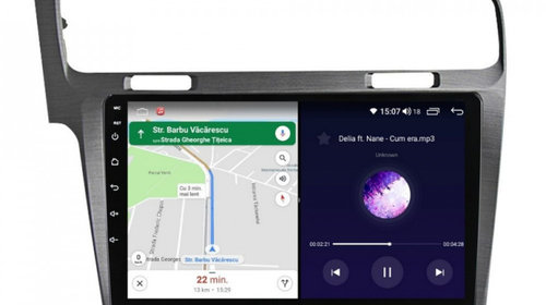 Navigatie dedicata cu Android VW Golf VII 2012 - 2019, argintiu, 8GB RAM, Radio GPS Dual Zone, Display HD IPS 10" Touchscreen, Internet Wi-Fi si slot SIM 4G, Bluetooth, MirrorLink, USB, Waze
