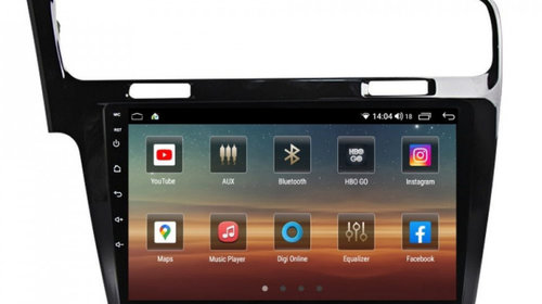 Navigatie dedicata cu Android VW Golf VII 2012 - 2019, negru, 8GB RAM, Radio GPS Dual Zone, Display HD IPS 10" Touchscreen, Internet Wi-Fi si slot SIM 4G, Bluetooth, MirrorLink, USB, Waze