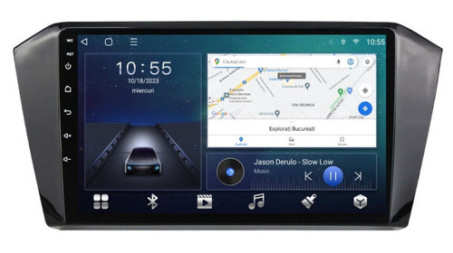 Navigatie dedicata cu Android VW Passat B8 dupa 2015, 3GB RAM, Radio GPS Dual Zone, Display HD IPS 10" Touchscreen, Internet Wi-Fi si slot SIM 4G, Bluetooth, MirrorLink, USB, Waze