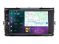 Navigatie dedicata cu Android VW T-Cross dupa 2018, 12GB RAM, Radio GPS Dual Zone, Display 2K QLED 9.5'' Touchscreen, Internet Wi-Fi si slot SIM 4G, Bluetooth, MirrorLink, USB, Waze
