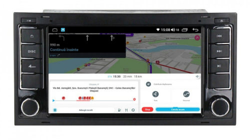 Navigatie dedicata cu Android VW Touareg 7L 2002 - 2011, 1GB RAM, Radio GPS Dual Zone, Display HD 7" Touchscreen, Internet Wi-Fi, Bluetooth, MirrorLink, USB, Waze